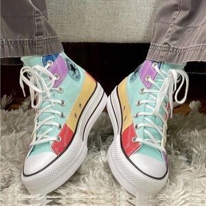 CONVERSE Chuck Taylor hightop platform size 7.5 patchwork SALLY NIGHTMARE